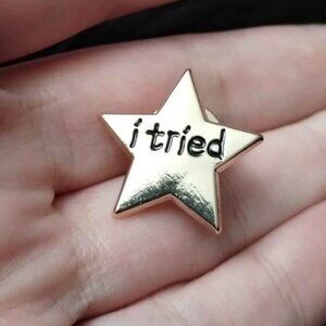 FREE ADD ON ITEM BROOCH PIN lapel gold star I tried funny joke